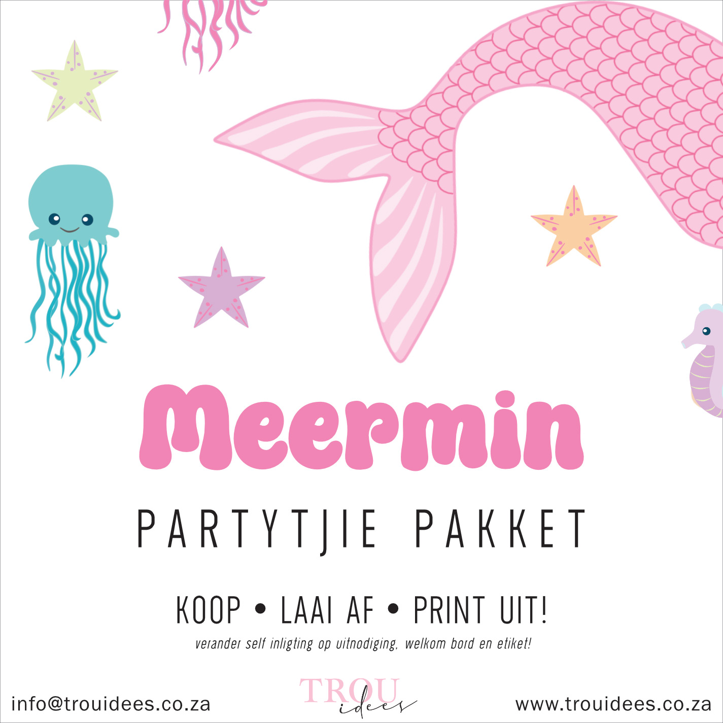 Mermaid Children's Party Stationery